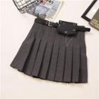 Set: Mini A-line Pleated Skirt + Waist Bag