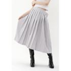 Draped Midi Wrap Pleated Skirt Gray - One Size