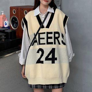 Long-sleeve Shirt / Lettering Sweater Vest