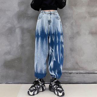 Tie-dye Baggy Jeans Blue - One Size