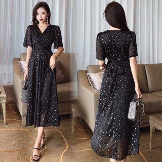 Star Short-sleeve Midi A-line Dress