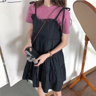 Plain Short-sleeve T-shirt / A-line Sleeveless Dress