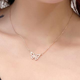 Rhinestone Butterfly Pendant Necklace As Shown In Figure - One Size