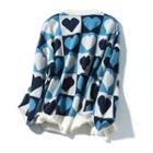 Color Block Heart Print Sweater
