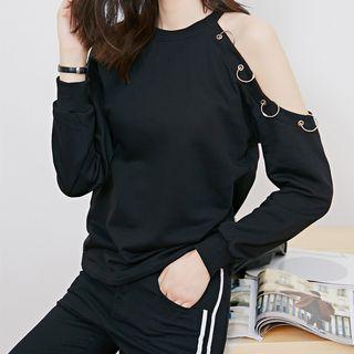 Metal Ring Detail Cut Out Pullover