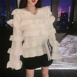 Bell-sleeve Ruffled Sweater