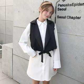 Set: Plain Shirt Dress + Biker Vest