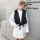 Set: Plain Shirt Dress + Biker Vest