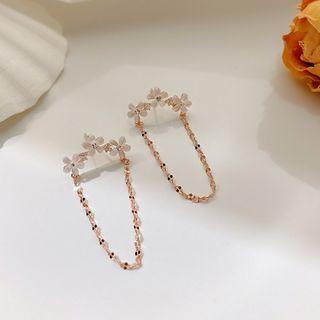 Rhinestone Flower Alloy Chain Dangle Earring 1 Pair - Gold - One Size
