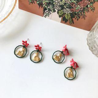 Flower Deer Alloy Dangle Earring