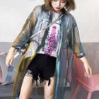 Sheer 3/4-sleeve Long Shirt