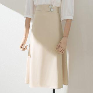 High-waist Asymmetrical Plain  Skirt
