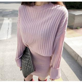 Set: Rib-knit Sweater + Minim Skirt