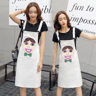 Set: Short-sleeve T-shirt + Printed Jumper Dress