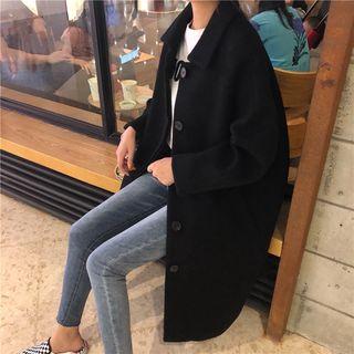 Long Buttoned Coat Black - One Size