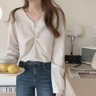 Plain Twist V-neck Blouse