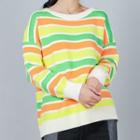 Striped Sweater Stripes - Yellow & Green & Orange - One Size