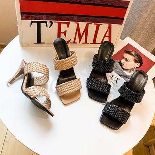 Stiletto Heel Woven Slide Sandals