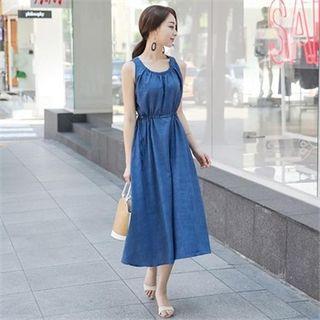 Sleeveless Drawstring-waist A-line Dress