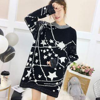 Galaxy Print Sweater White - One Size