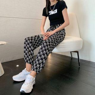 Gathered Cuff Print Sweatpants