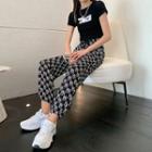 Gathered Cuff Print Sweatpants