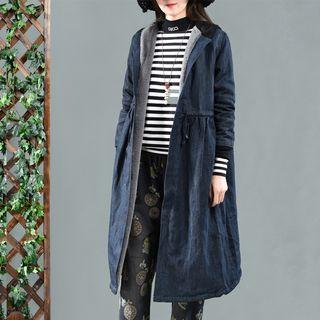 Hooded Denim Coat Denim Blue - One Size