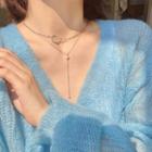 Alloy Moon Layered Choker Necklace Silver - One Size