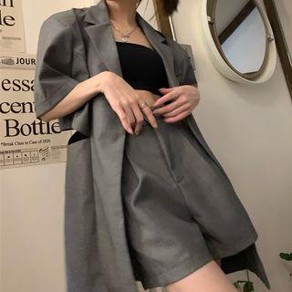 Short-sleeve Single Button Blazer / Shorts