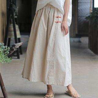 Maxi  Frog-buttoned A-line Skirt