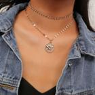Alloy Coin Pendant Choker Necklace