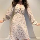 Long-sleeve Dotted A-line Dress As Shown In Figure - One Size