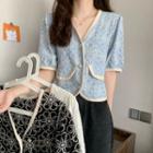 V-neck Floral Embroidered Shirt