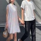 Couple Matching Short-sleeve T-shirt / Mesh Mini A-line Dress