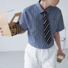 Striped Half-placket Short-sleeve Shirt