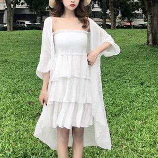 Tiered Mini Tube Dress / Light Jacket