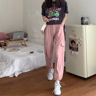 Short-sleeve Car Print T-shirt / Harem Pants