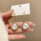 Faux Pearl Rhinestone Dangle Earring E4584 - 1 Pr - Gold - One Size