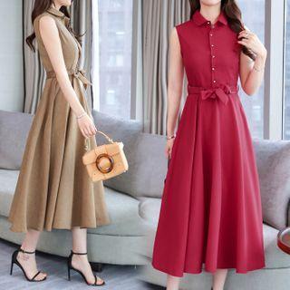 Sleeveless A-line Demin Dress