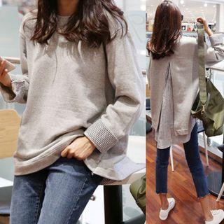 Mock Two-piece Strip-panel Sweatshirt