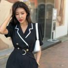 Piped Belted Blazer Jumpsuit