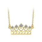 Elegant Plated Gold Heart-shaped Crown Cubic Zircon Necklace Golden - One Size