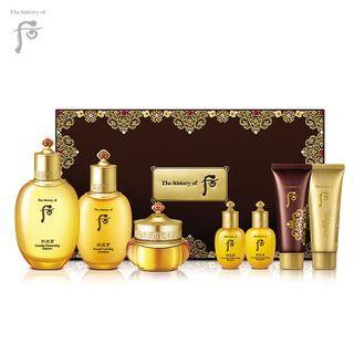 The History Of Whoo - Gongjinhyang Secret Court Set: In Yang Balancer 150ml + 20ml + Lotion 110ml + 20ml + Qi & Jin Cream 30ml + Foam Cleanser 40ml + Hand Cream 40ml 7pcs