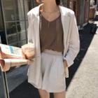 V-neck Camisole Top / Blazer / Elastic Waist Shorts