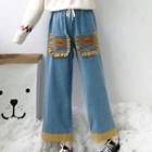 Cropped Wide Leg Jeans Blue - One Size