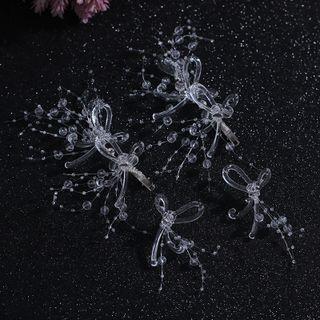 Set:  Wedding Faux Crystal Hair Clip + Earring Transparent - One Size