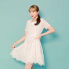Tiered A-line Eyelet-lace Dress