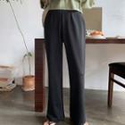 Band-waist Pleated Boot-cut Pants
