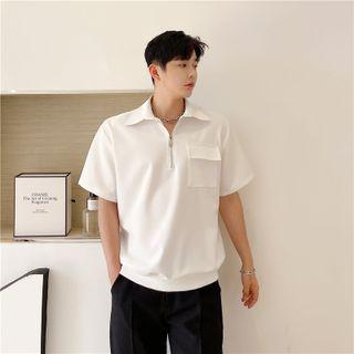 Short-sleeve Pocket Detail Collared T-shirt
