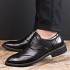 Genuine Leather Pointy Toe Brogue Dress Shoes